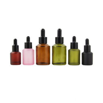 empty pink green amber color sloping shoulder glass dropper bottle essential oil